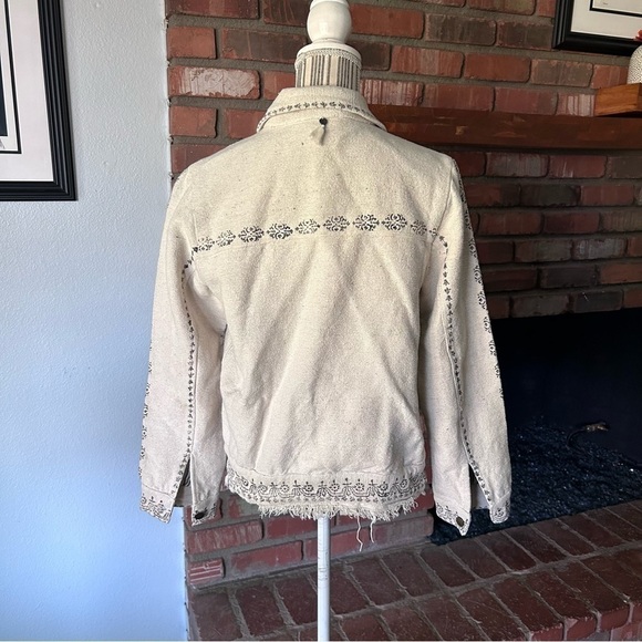 Z&L Europe Boho Coin Embellished Hand Painted Jacket Sz L - Picture 8 of 13